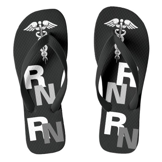 Geregistreerde zurse RN Caduceus Black White Teenslippers (Voetbed)