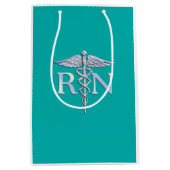 Geregistreerde zurse RN Caduceus op Vibrant Turquo Medium Cadeauzakje (Voorkant)