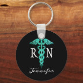 Geregistreerde zurse RN Medical Caduceus Turquoise Sleutelhanger (Voorkant)