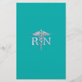 Geregistreerde zurse RN Stylish Caduceus op Turquo Briefpapier (Voorkant)