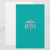 Geregistreerde zurse RN Stylish Caduceus op Turquo Briefpapier (Voorkant / Achterkant)