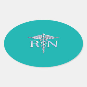 Geregistreerde zurse RN Stylish Caduceus op Turquo Ovale Sticker