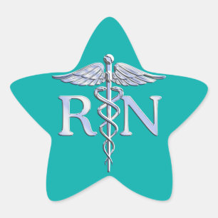 Geregistreerde zurse RN Stylish Caduceus op Turquo Ster Sticker