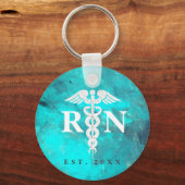 Geregistreerde zuster Caduceus Modern Blauwgroen m Sleutelhanger (Voorkant)