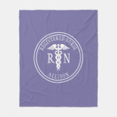 Geregistreerde zuster Caduceus Paars Witte Naam Fleece Deken (Voorkant)