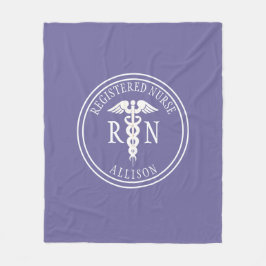 Geregistreerde zuster Caduceus Paars Witte Naam Fleece Deken
