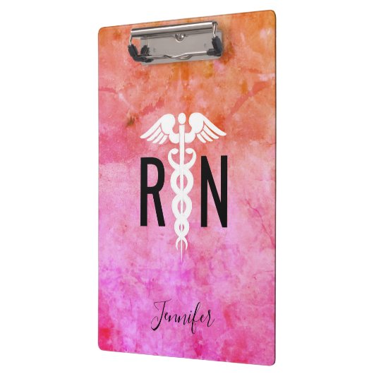Geregistreerde zuster Caduceus Roze Oranje Waterve Klembord (Links)