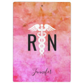 Geregistreerde zuster Caduceus Roze Oranje Waterve Klembord (Achterkant)