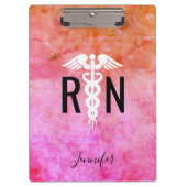 Geregistreerde zuster Caduceus Roze Oranje Waterve Klembord (Voorkant)
