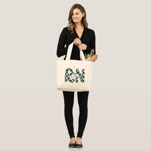 Geregistreerde zuster Gifts "RN" Grote Tote Bag (Voorkant (model))