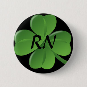 Geregistreerde zuster Lucky Green Shamrock Ronde Button 5,7 Cm
