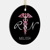 Geregistreerde zuster Medical Caduceus Roze Kerstm Keramisch Ornament (Rechts)