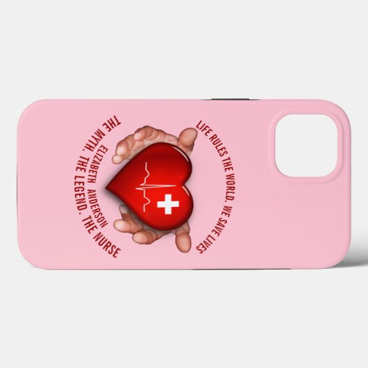 Geregistreerde zuster met rood hart in handen Case-Mate iPhone case (Achterkant (horizontaal))