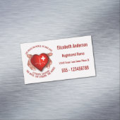 Geregistreerde zuster met rood hart in handen magnetisch visitekaartje (Voorbeeld)