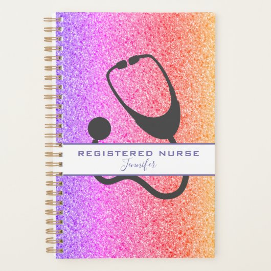 Geregistreerde zuster Rainbow Glitter Stethoscoop Planner (Voorkant)