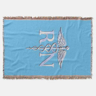 Geregistreerde zuster RN Caduceus op babyblauw dec Deken