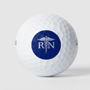 Geregistreerde zuster RN Caduceus op blauw decor Golfballen