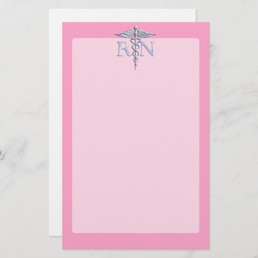 Geregistreerde zuster RN Caduceus op lichtroze dec Briefpapier (Voorkant / Achterkant)