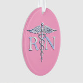 Geregistreerde zuster RN Caduceus op lichtroze dec Ornament (voorkant)