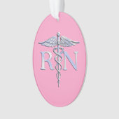 Geregistreerde zuster RN Caduceus op lichtroze dec Ornament (voorkant)