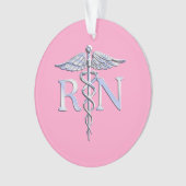 Geregistreerde zuster RN Caduceus op lichtroze dec Ornament (voorkant)