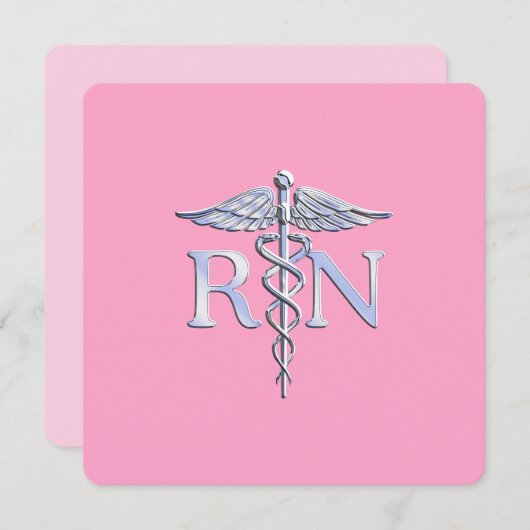 Geregistreerde zuster RN Caduceus op lichtroze Kaart (Voorkant / Achterkant)