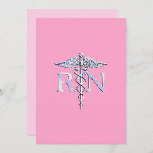 Geregistreerde zuster RN Caduceus op lichtroze Kaart (Voorkant / Achterkant)