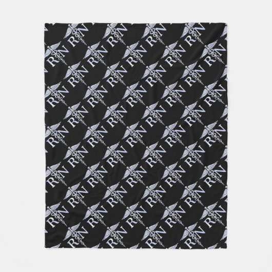 Geregistreerde zuster RN Caduceus-slangen op zwart Fleece Deken (Voorkant)