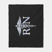 Geregistreerde zuster RN Caduceus-slangen op zwart Fleece Deken (Voorkant)