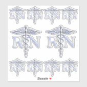 Geregistreerde zuster RN Caduceus-slangen op zwart Sticker (Vel)