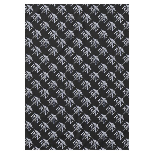 Geregistreerde zuster RN Caduceus-slangen op zwart Tafelkleed (Voorkant)