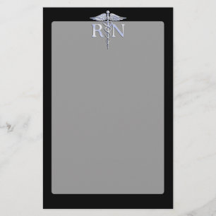 Geregistreerde zuster RN Caduceus Snakes Style op  Briefpapier