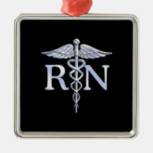 Geregistreerde zuster RN Caduceus Snakes Style op Metalen Ornament