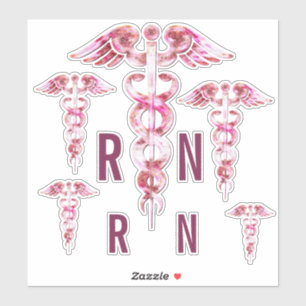 Geregistreerde zuster RN Roze Caduceus Medische st Sticker