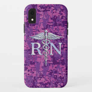Geregistreerde zuster RN Silver Caduceus Fuchsia C iPhone XR Hoesje