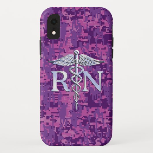 Geregistreerde zuster RN Silver Caduceus Fuchsia C Case-Mate iPhone Case (Achterkant)