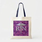 Geregistreerde zuster RN Silver Caduceus Fuchsia C Tote Bag (Voorkant)