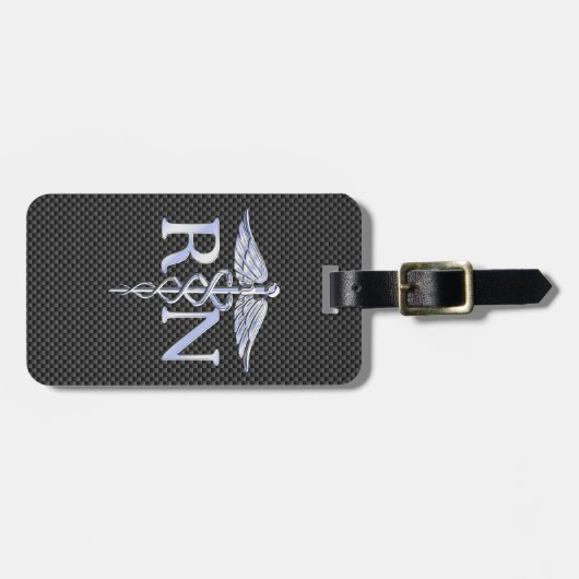 Geregistreerde zuster RN Silver Caduceus Snakes Bagagelabel (Voorkant horizontaal)