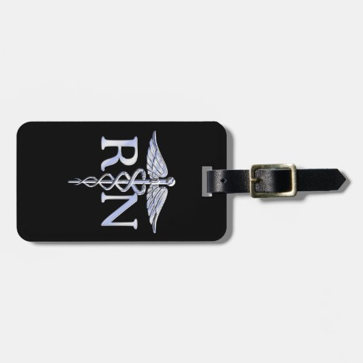 Geregistreerde zuster RN Silver Caduceus Snakes Bl Bagagelabel (Voorkant horizontaal)