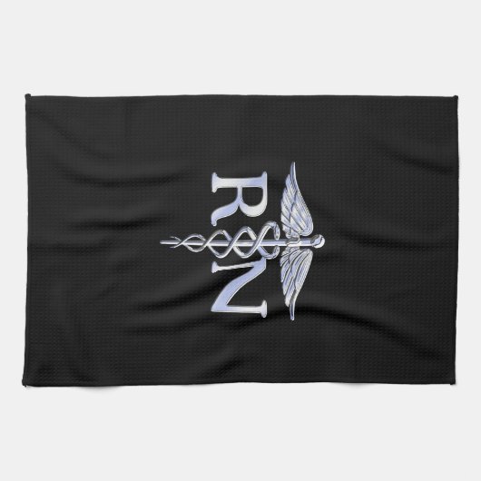 Geregistreerde zuster RN Silver Caduceus Snakes Bl Theedoek (Horizontaal)