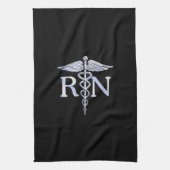 Geregistreerde zuster RN Silver Caduceus Snakes Bl Theedoek (Verticaal)
