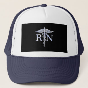 Geregistreerde zuster RN Silver Caduceus Snakes Bl Trucker Pet