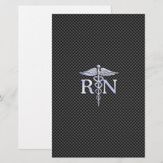 Geregistreerde zuster RN Silver Caduceus Snakes Briefpapier (Voorkant / Achterkant)