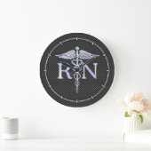 Geregistreerde zuster RN Silver Caduceus Snakes Grote Klok (Huis)