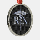 Geregistreerde zuster RN Silver Caduceus Snakes Metalen Ornament (Rechts)