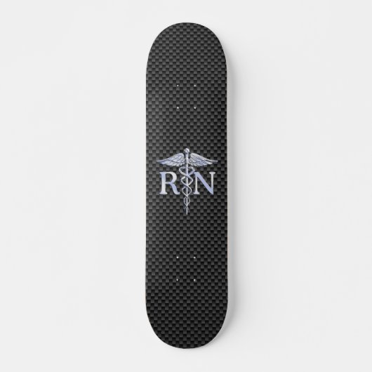 Geregistreerde zuster RN Silver Caduceus Snakes Persoonlijk Skateboard (Voorkant)