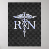 Geregistreerde zuster RN Silver Caduceus Snakes Poster (Voorkant)