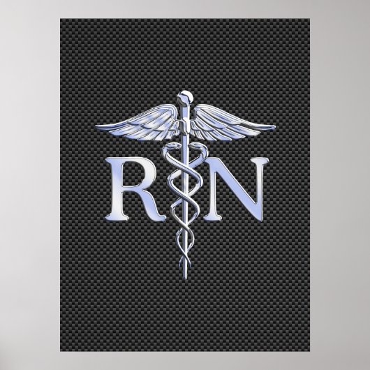 Geregistreerde zuster RN Silver Caduceus Snakes Poster (Voorkant)
