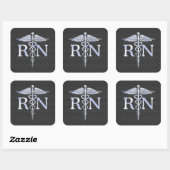 Geregistreerde zuster RN Silver Caduceus Snakes Vierkante Sticker (Vel)