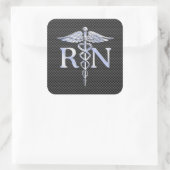 Geregistreerde zuster RN Silver Caduceus Snakes Vierkante Sticker (Tas)